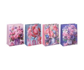Obrázek z Dárková taška M 26x32x10 cm kytice, 4dr 
